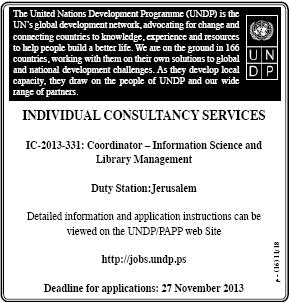 UNDP: Individual Consultancy Services Jerusalem